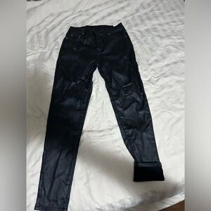 Soft lined leather look pants